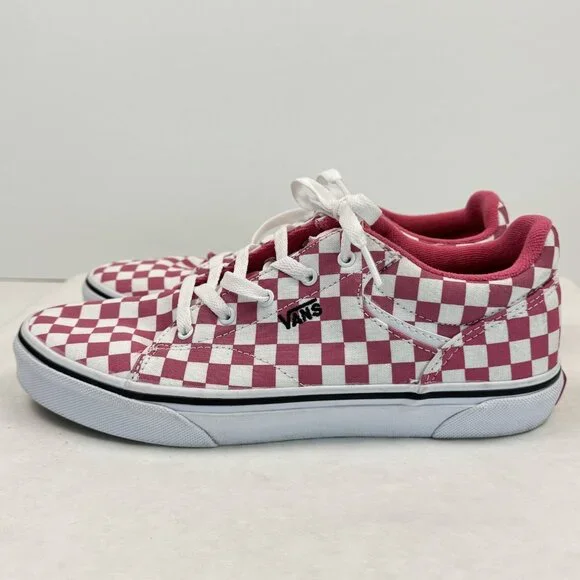 Vans Off The Wall Womens Sz 6 Low Top Sneakers Pink White Checkered Lace Up Shoe - Picture 3 of 13